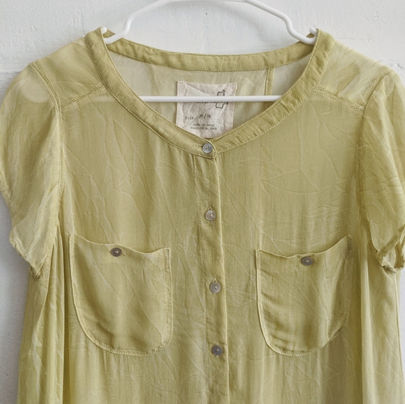 Free People Crinkle Split Back Blouse Tee - Picture 4 of 14